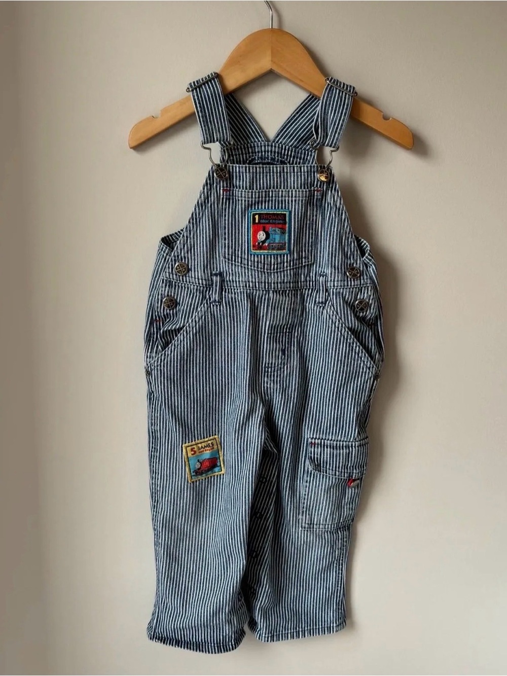 Striped Blue Kids Overalls